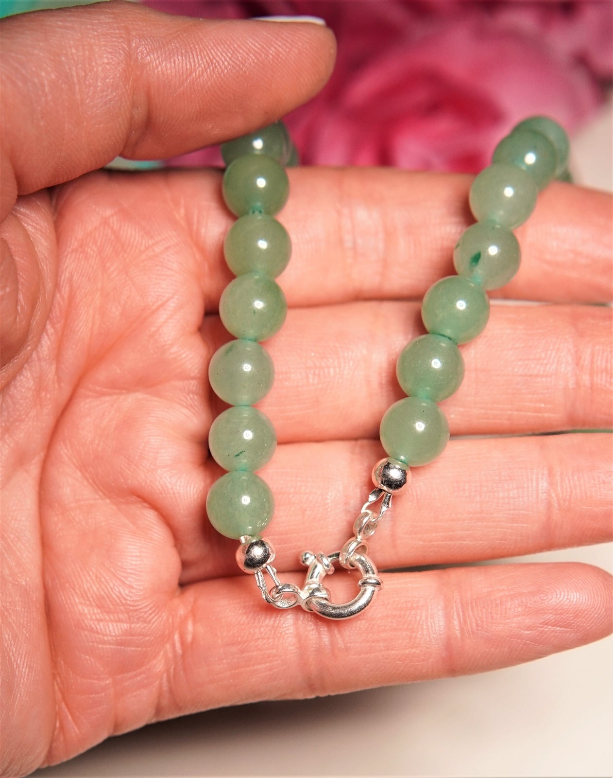 GARGANTILLA CHOKER JADE VERDE NATURAL PLATA 925 TERRANOVA - 2