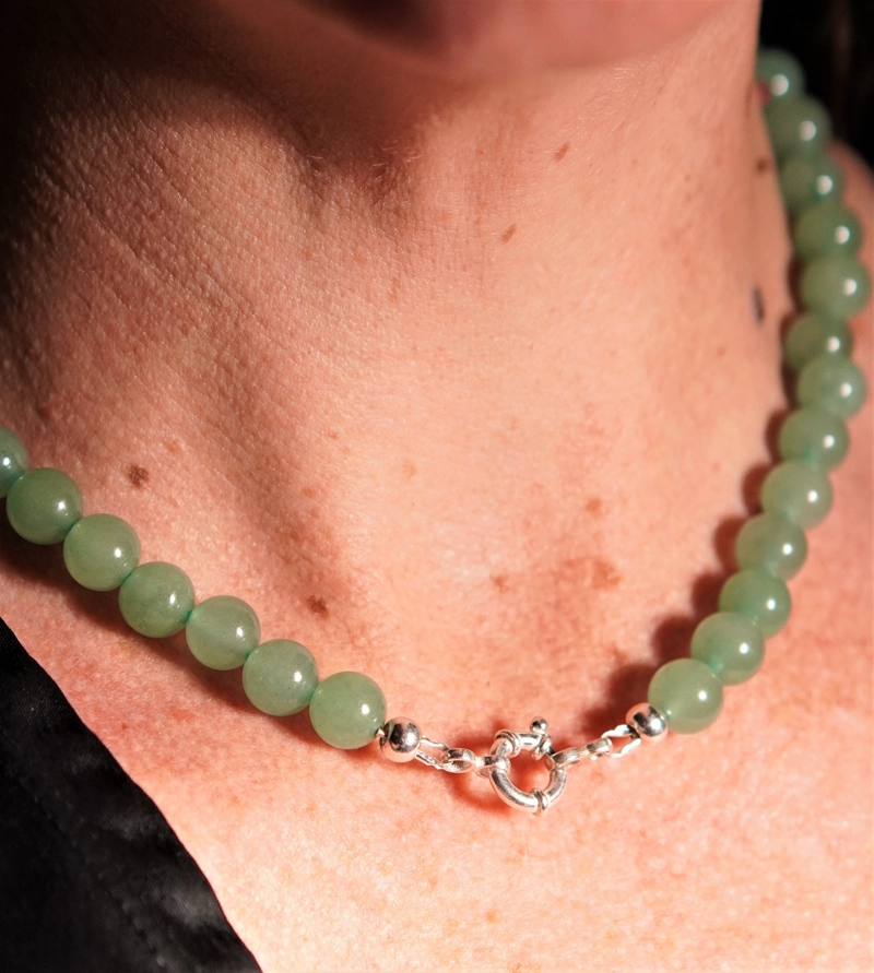 GARGANTILLA CHOKER JADE VERDE NATURAL PLATA 925 TERRANOVA - 3