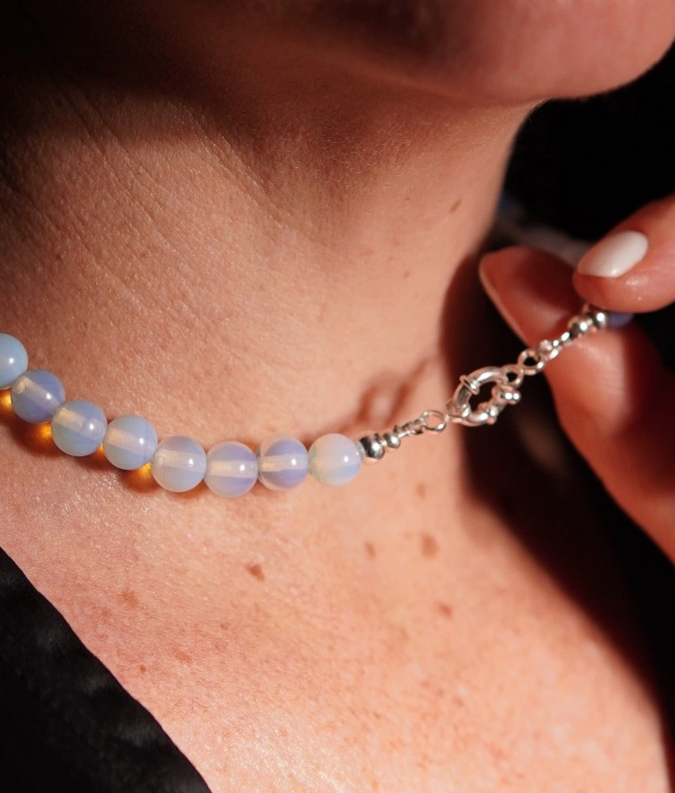 GARGANTILLA CHOKER PIEDRA LUNA NATURAL PLATA 925 TERRANOVA - 1