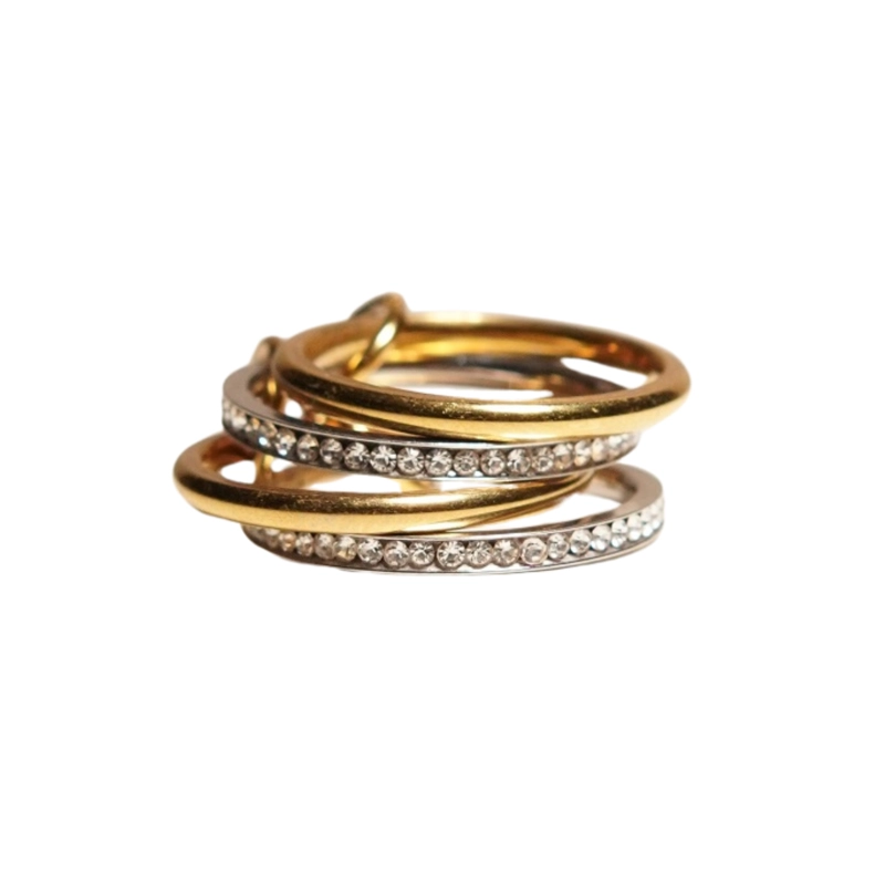 SET 4 ANILLOS APILABLES ANALEE CHAPADO EN ORO 18K - 2