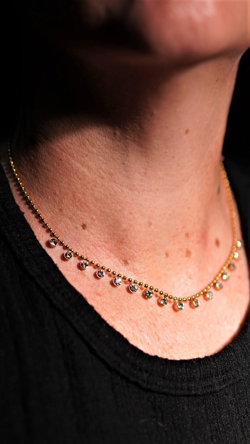 COLGANTE OLIVA CHAPADO EN ORO 18K ZIRCONIAS CUBICAS - 1