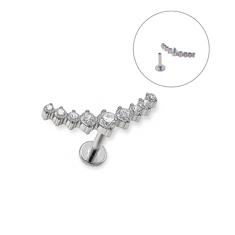 PIERCING LABRET LUCILLA ASTM F136 TITANIO ZIRCONIA 8MM - 1