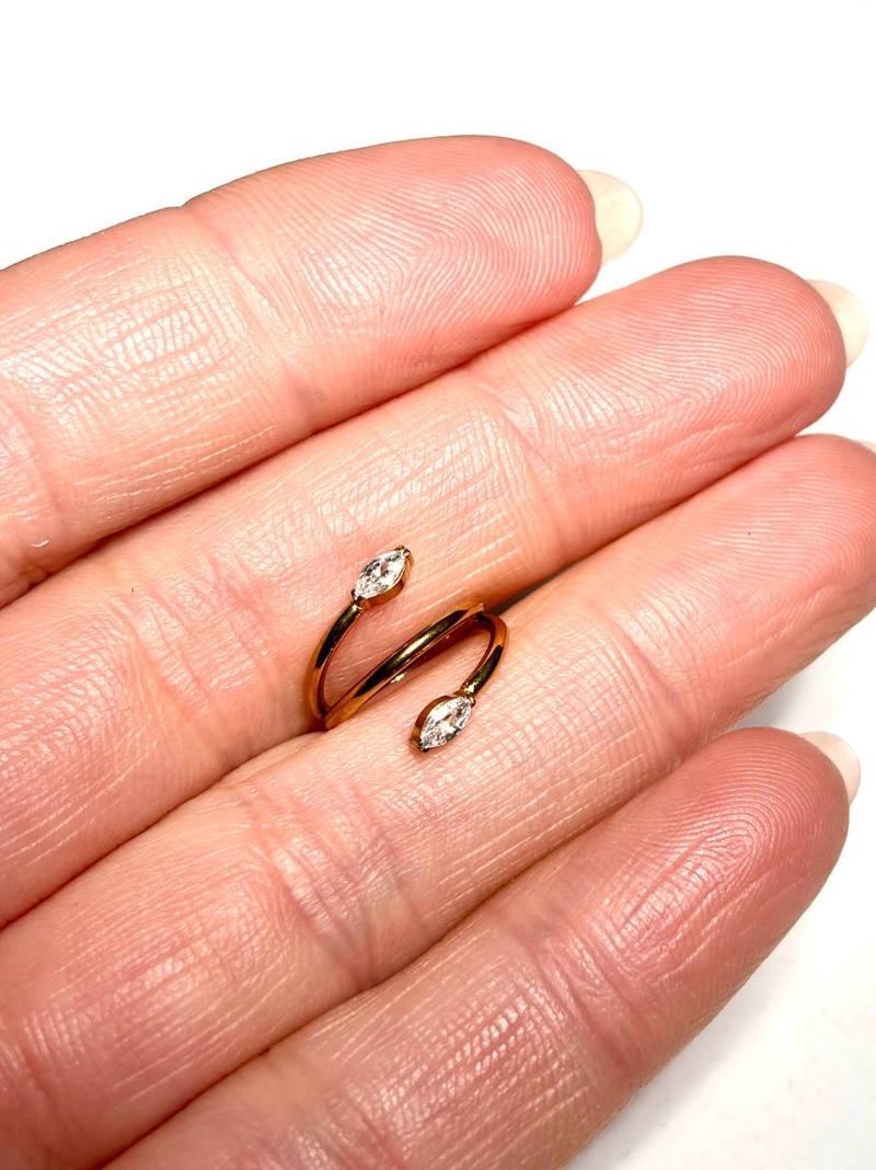 PIERCING ARGOLLA EVA ZIRCONIAS TITANIUM ASTM 136 DORADO PVD - 3
