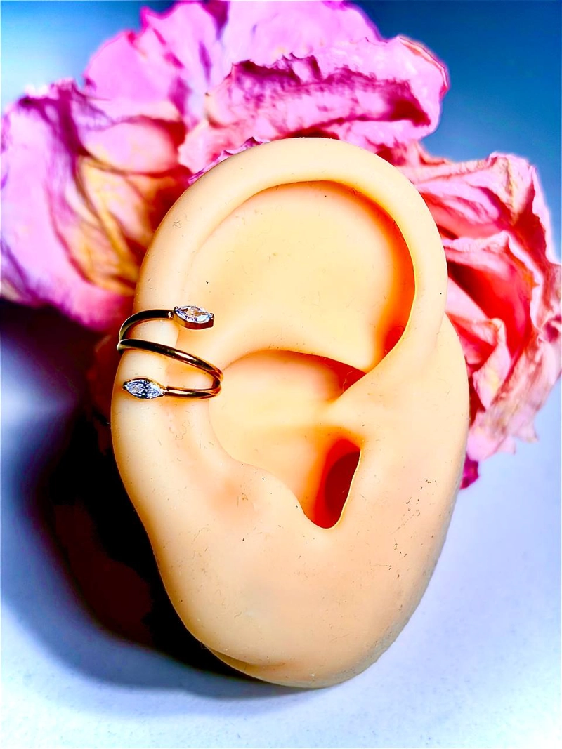 PIERCING ARGOLLA EVA ZIRCONIAS TITANIUM ASTM 136 DORADO PVD - 7