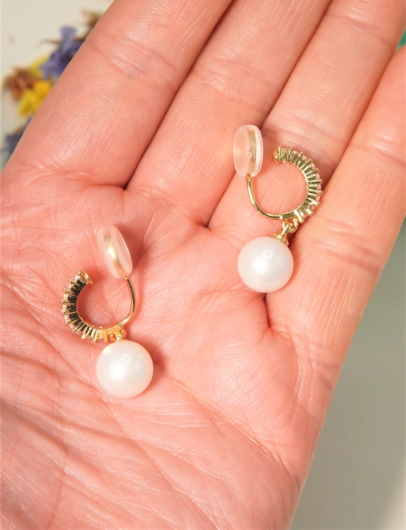 AROS BELLA SIN PERORACION PERLAS ZIRCONIAS BAÑADOS EN ORO 14K - 3