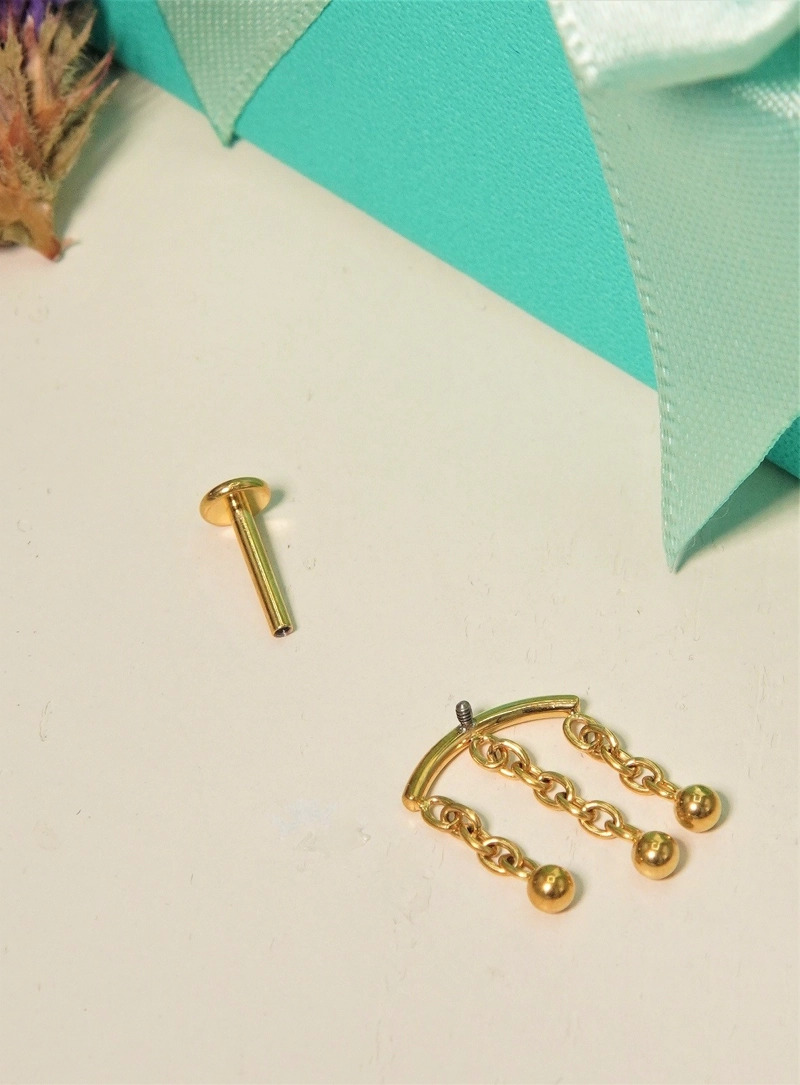 PIERCING LABRET MAYA 8MM 16G TITANIO PVD 18K - 3