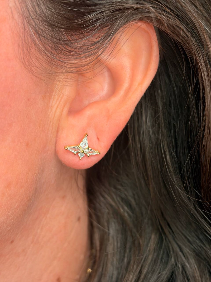 PIERCING LABRET ABBY PLATA 925 6MM 16G BAÑADA EN ORO 18K - 2