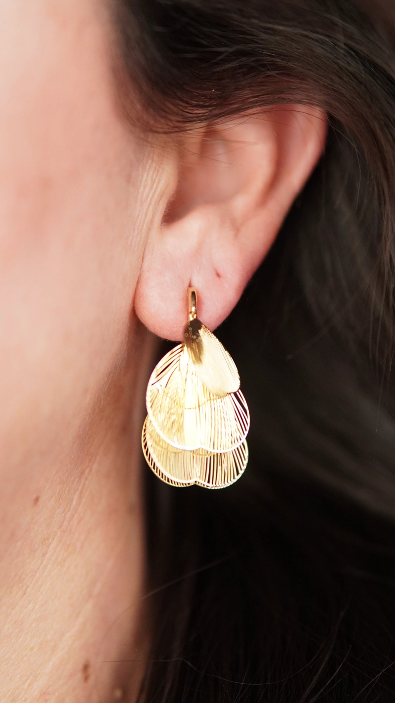 AROS LIBELULA SIN PERFORACION BAÑADOS EN ORO 14K - 2