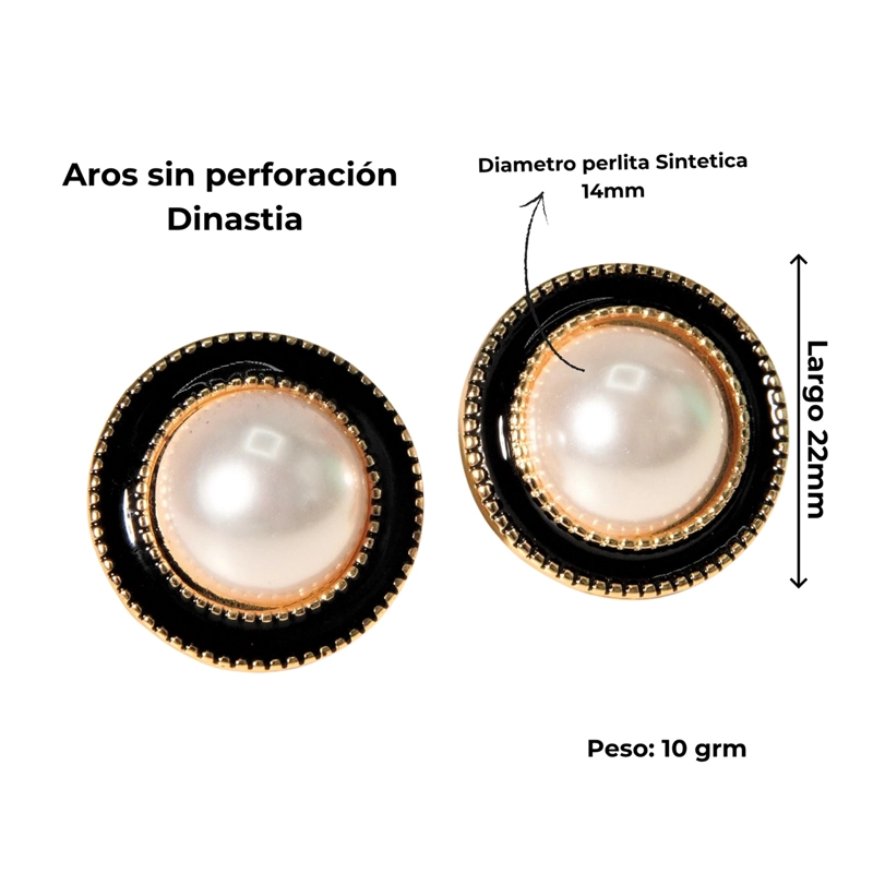 AROS DINASTIA CLIP SIN PERFORACION BAÑADO EN ORO 14K - 1