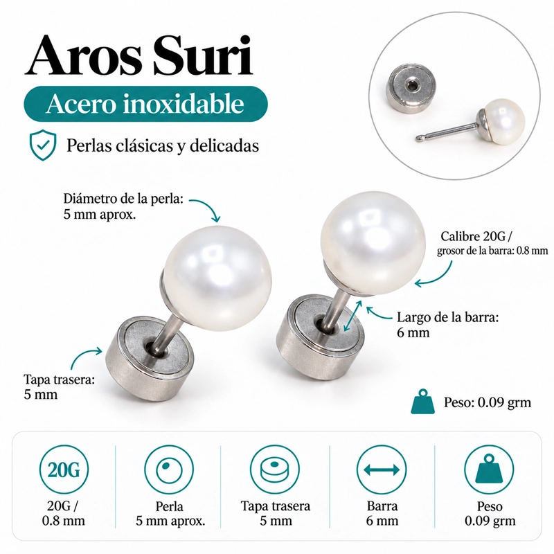AROS ABRIDORES SURI CON PERLA 5MM - 1
