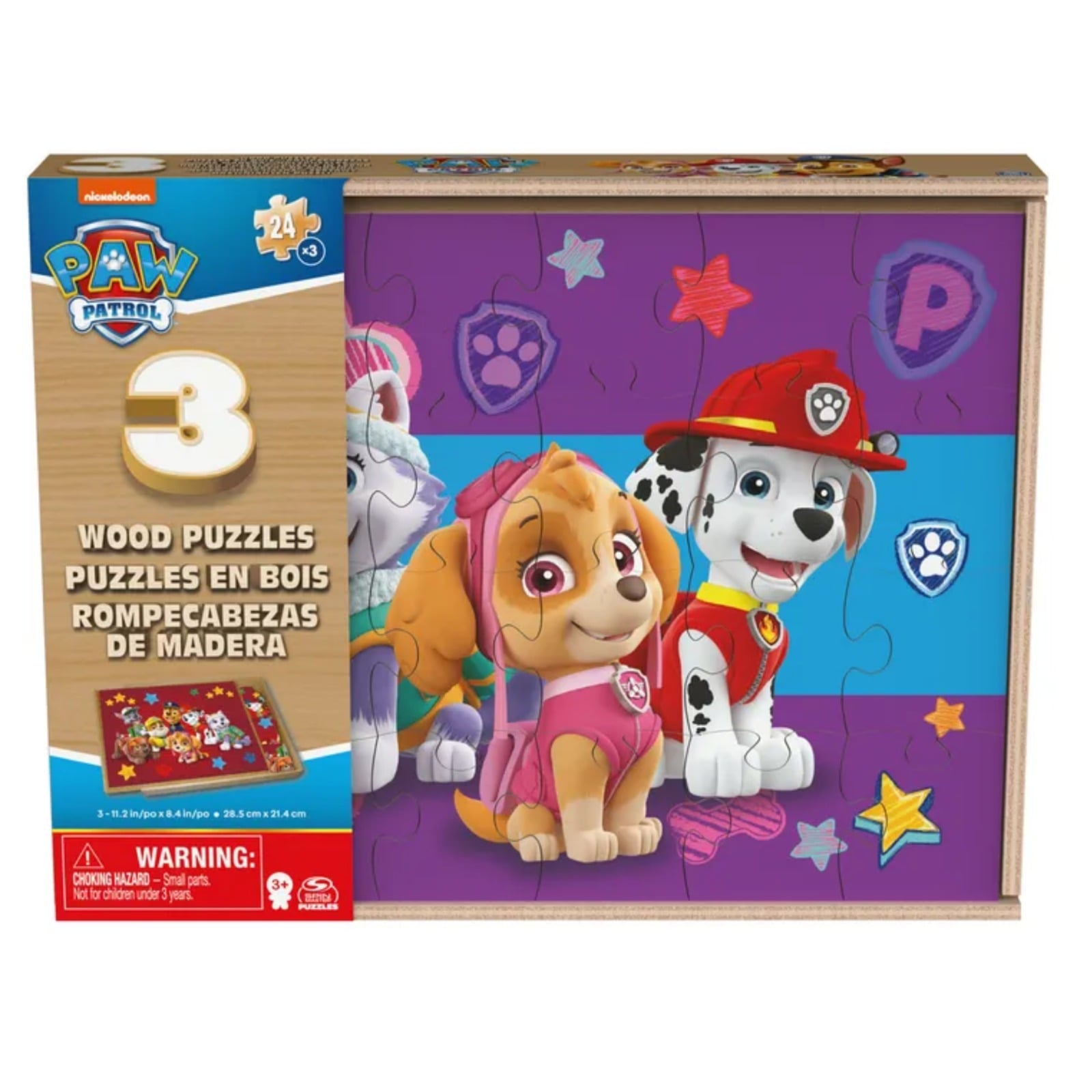 3 PUZZLES DE MADERA PAW PATROL MULTICOLOR 24 PIEZAS - 1