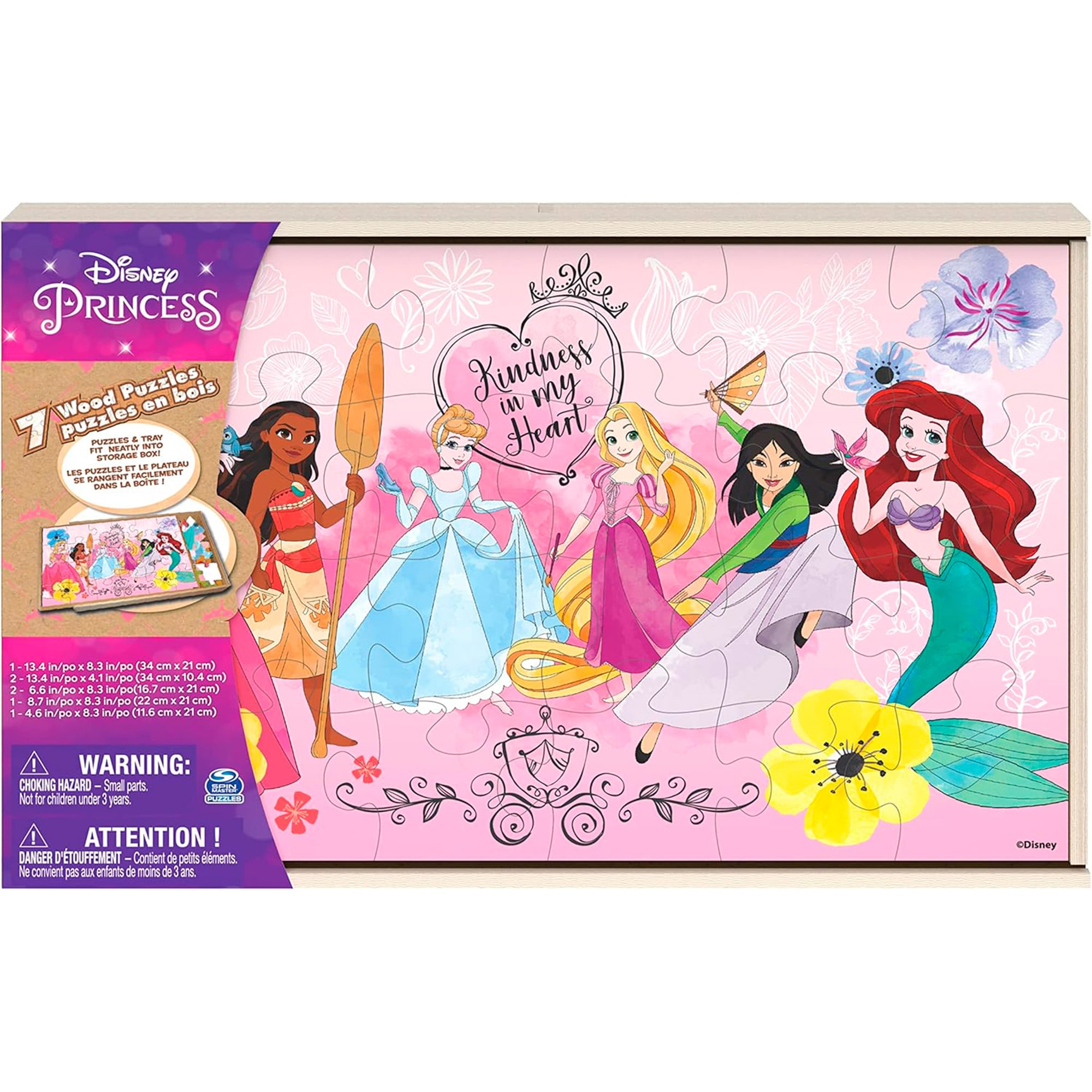 SET 7 PUZZLES DE MADERA DISNEY MULTICOLOR PRINCESAS - 1