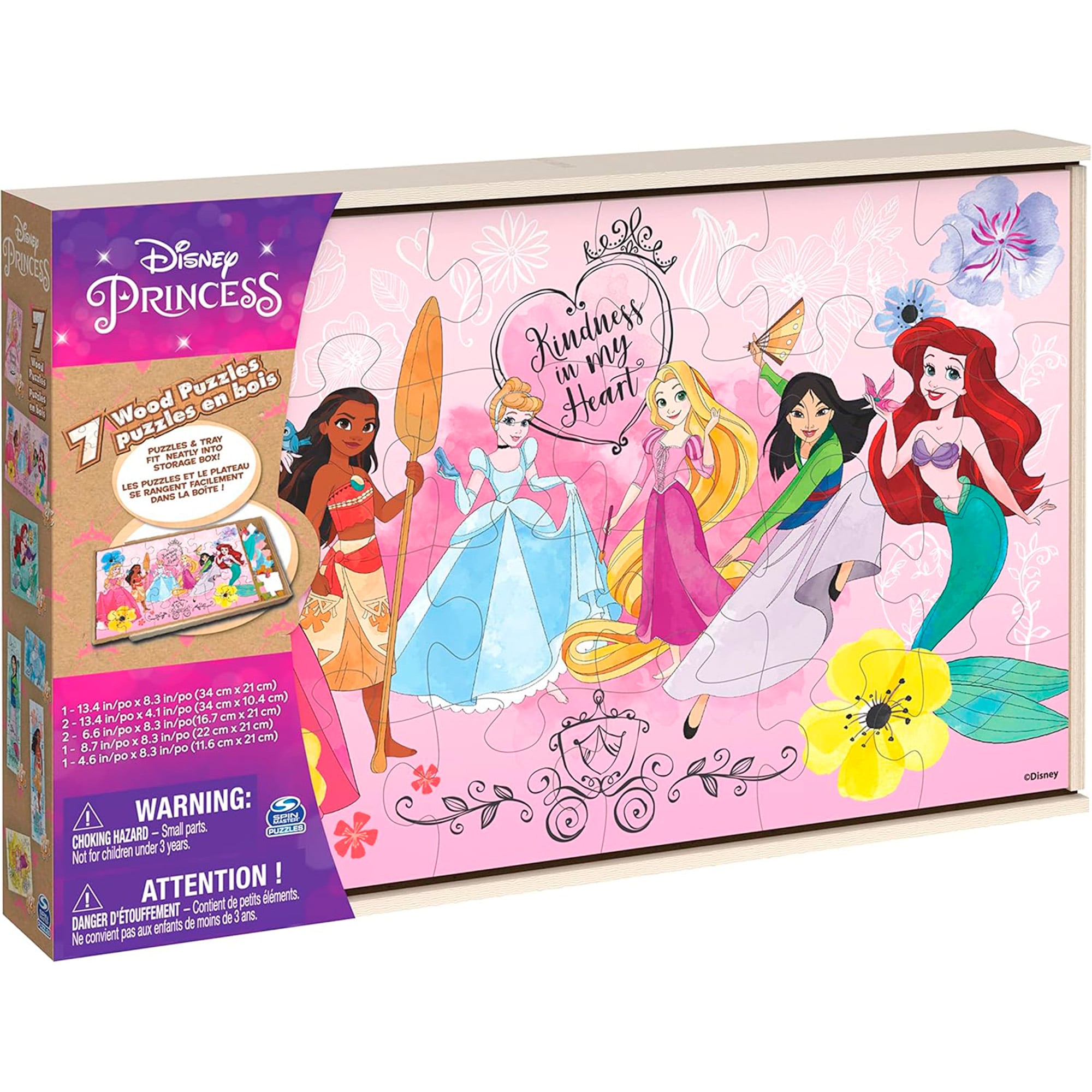 SET 7 PUZZLES DE MADERA DISNEY MULTICOLOR PRINCESAS - 2