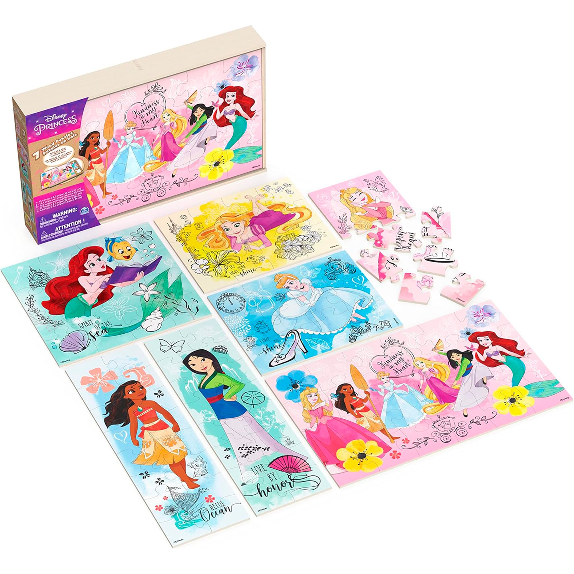 SET 7 PUZZLES DE MADERA DISNEY MULTICOLOR PRINCESAS - 3