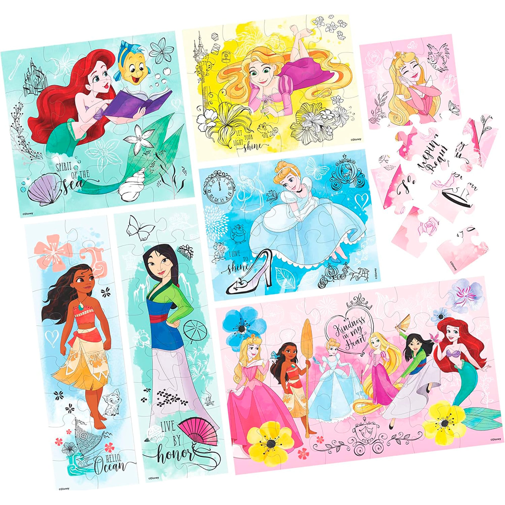 SET 7 PUZZLES DE MADERA DISNEY MULTICOLOR PRINCESAS - 4