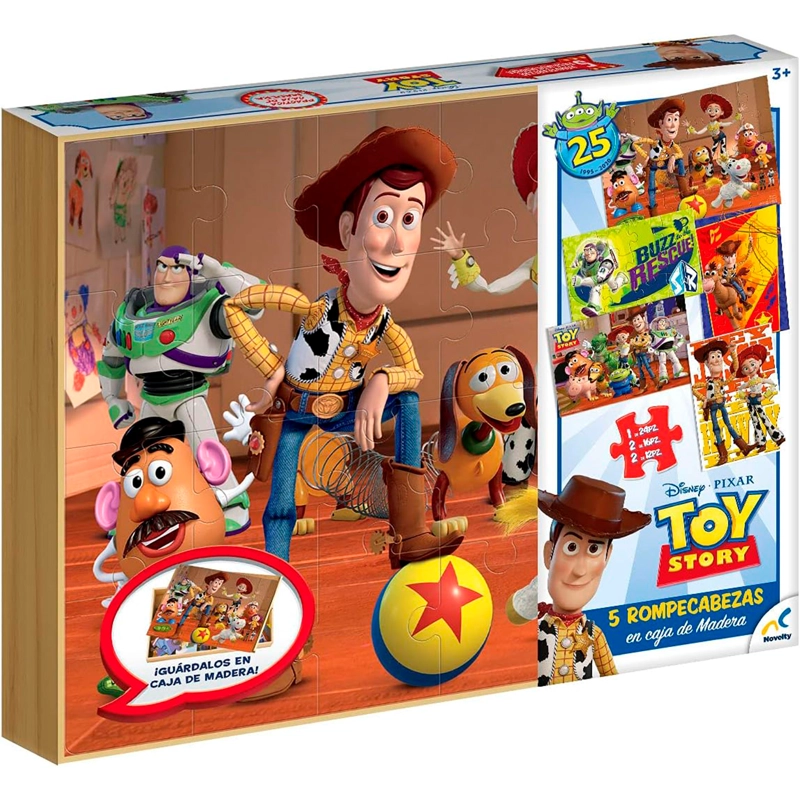 SET DE 5 PUZZLES TOY STORY CAJA DE MADERA - 1