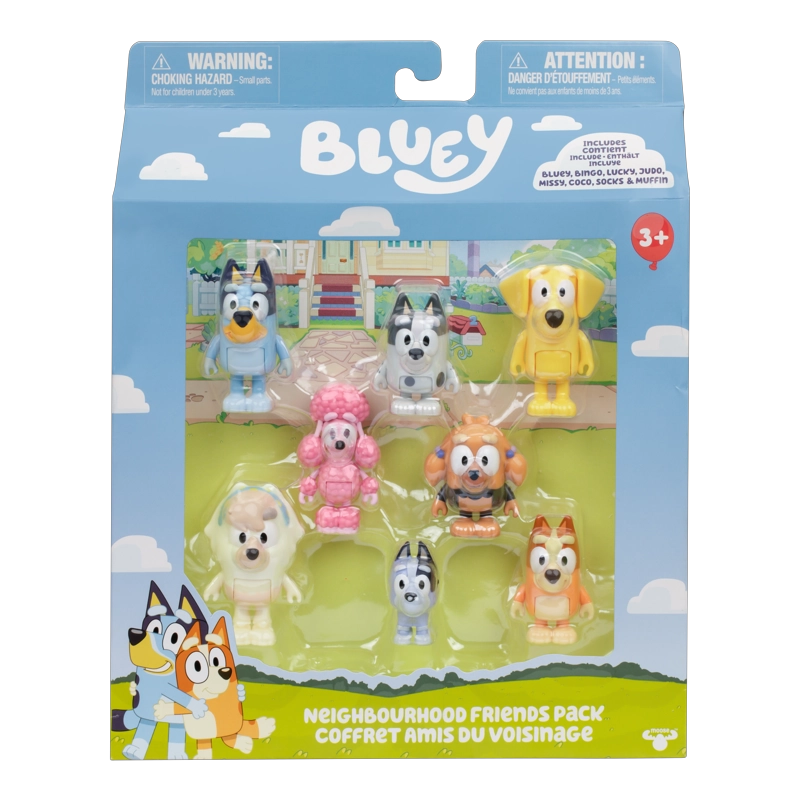PACK 8 FIGURAS ARTICULADAS AMIGOS DEL VECINDARIO BLUEY - 1