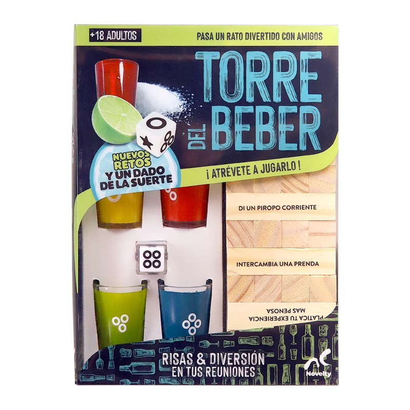 JUEGO DE MESA PARA BEBER TORRE CON 4 VASOS DE SHOT - 1