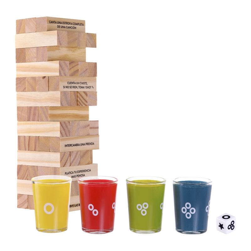 JUEGO DE MESA PARA BEBER TORRE CON 4 VASOS DE SHOT - 3
