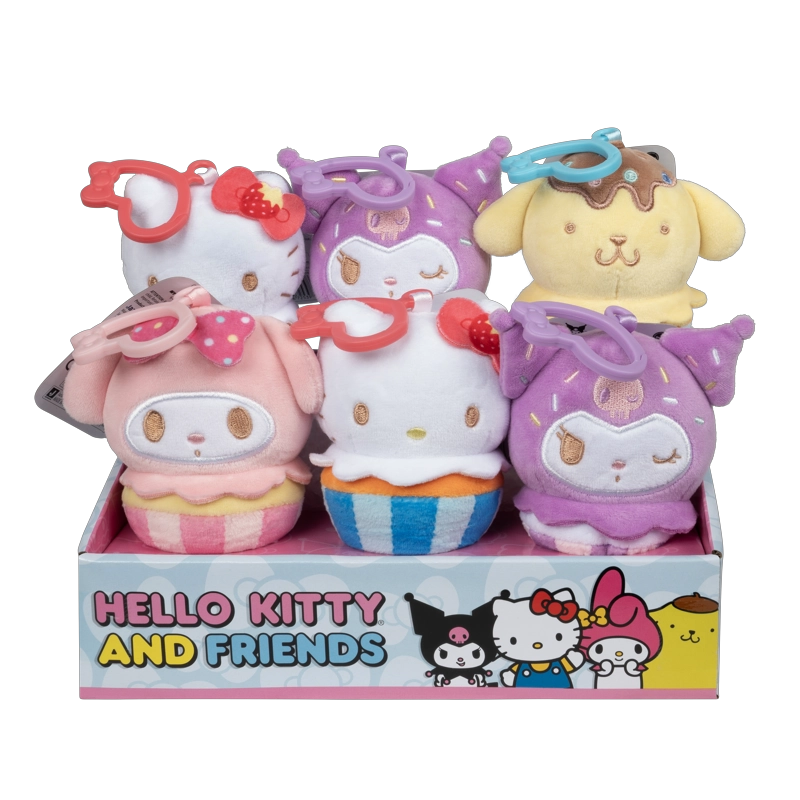 SET 6 PELUCHES LLAVEROS 10 CM. CON CLIP HELLO KITTY. - 1