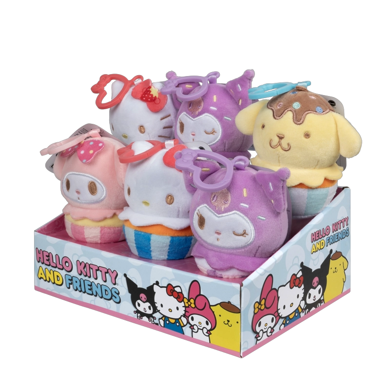 SET 6 PELUCHES LLAVEROS 10 CM. CON CLIP HELLO KITTY. - 2