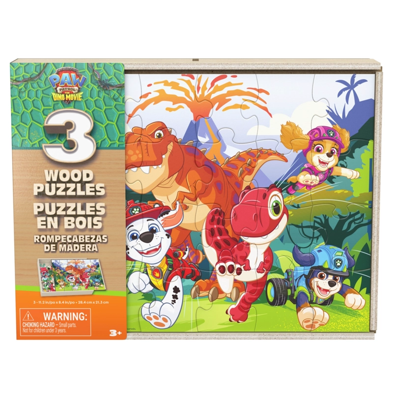 SET 3 PUZZLES DE MADERA LA DINO PELICULA PAW PATROL - 1
