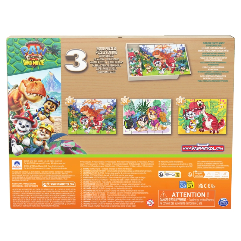 SET 3 PUZZLES DE MADERA LA DINO PELICULA PAW PATROL - 5
