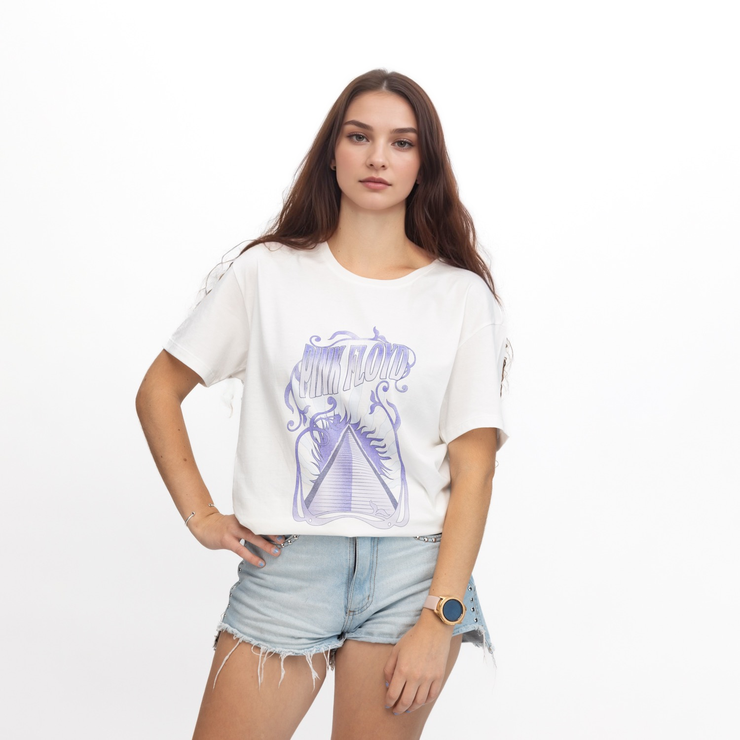 POLERA MUJER PYRAMID BEIGE PINK FLOYD - 1