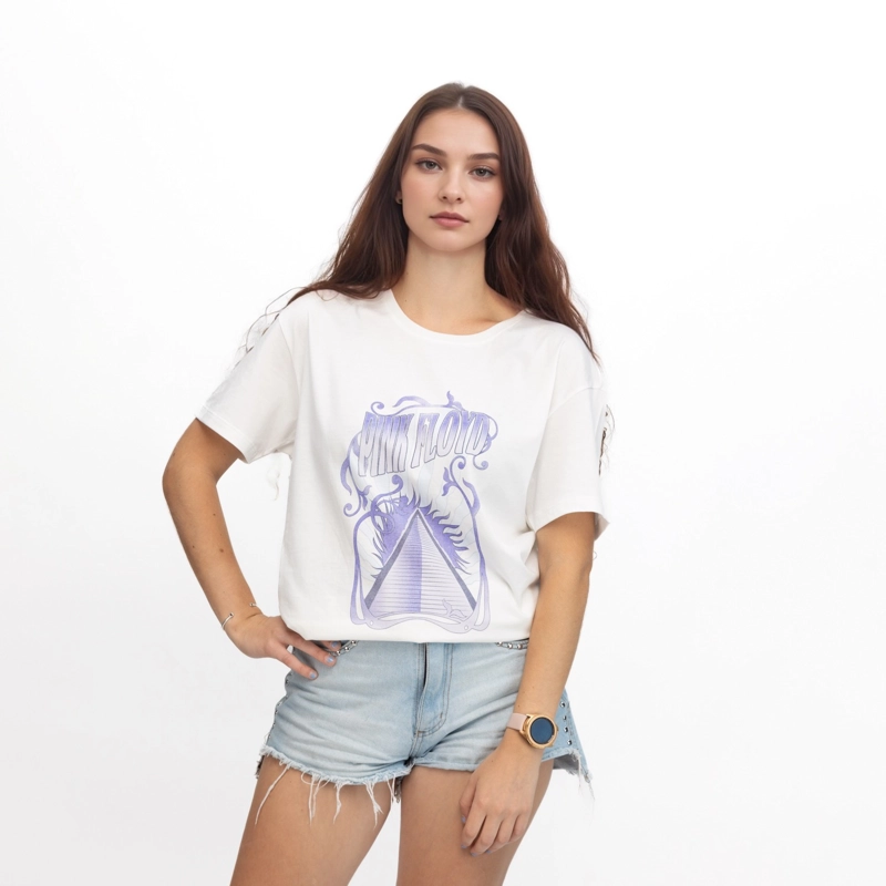 POLERA MUJER PYRAMID BEIGE PINK FLOYD - 1