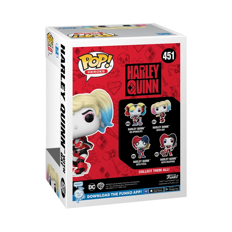 FUNKO POP MULTICOLOR HARLEY QUINN CON BATE - 451 - 3