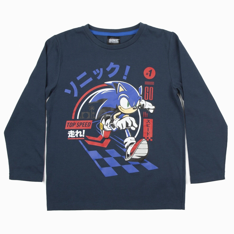 POLERA MANGA LARGA NIÑO CORRRIENDO AZUL SONIC - 1
