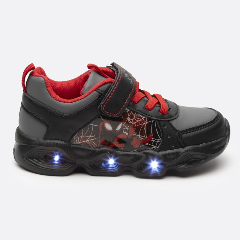 ZAPATILLAS NIÑO MARVEL CASUALES NEGRO LUCES MASCARA SPIDERMAN - 1