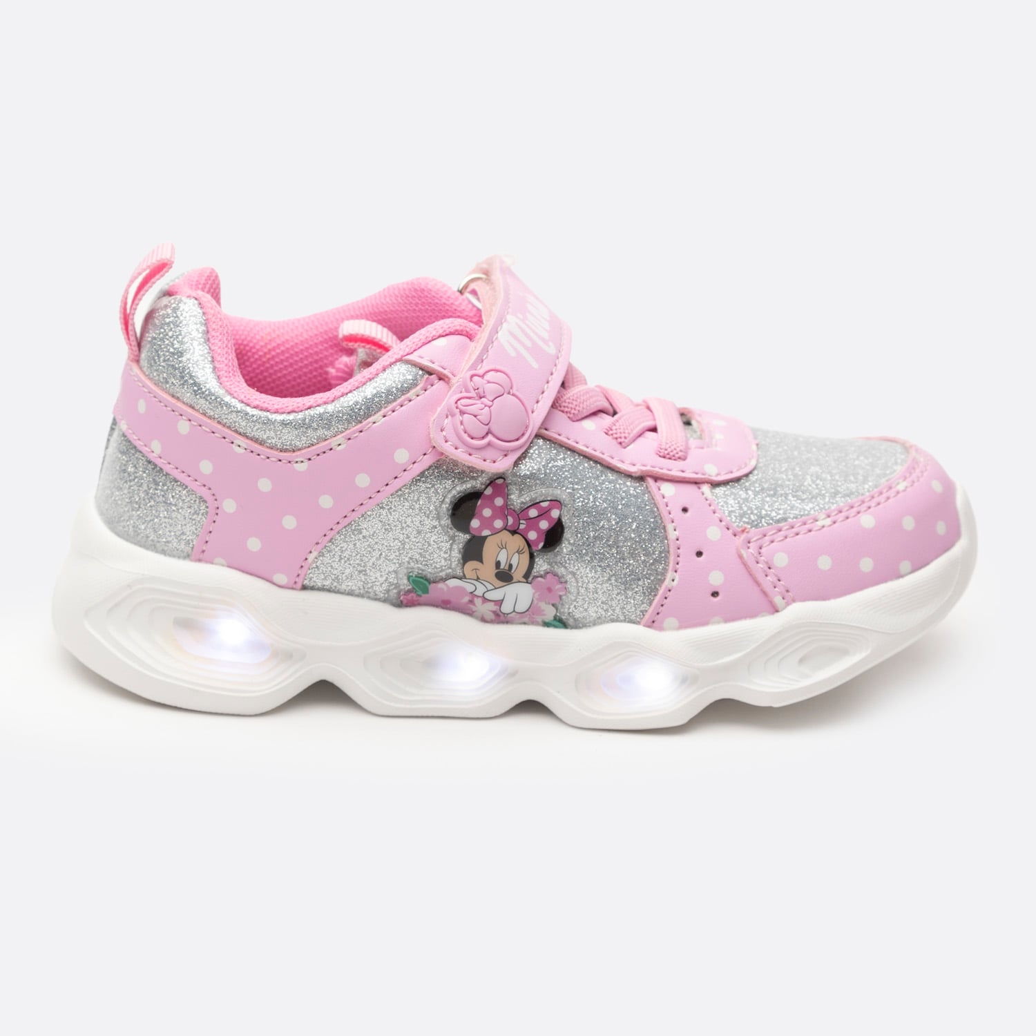 ZAPATILLAS NIÑA DISNEY CASUALES ROSADO LUCES LUNARES MINNIE - 1