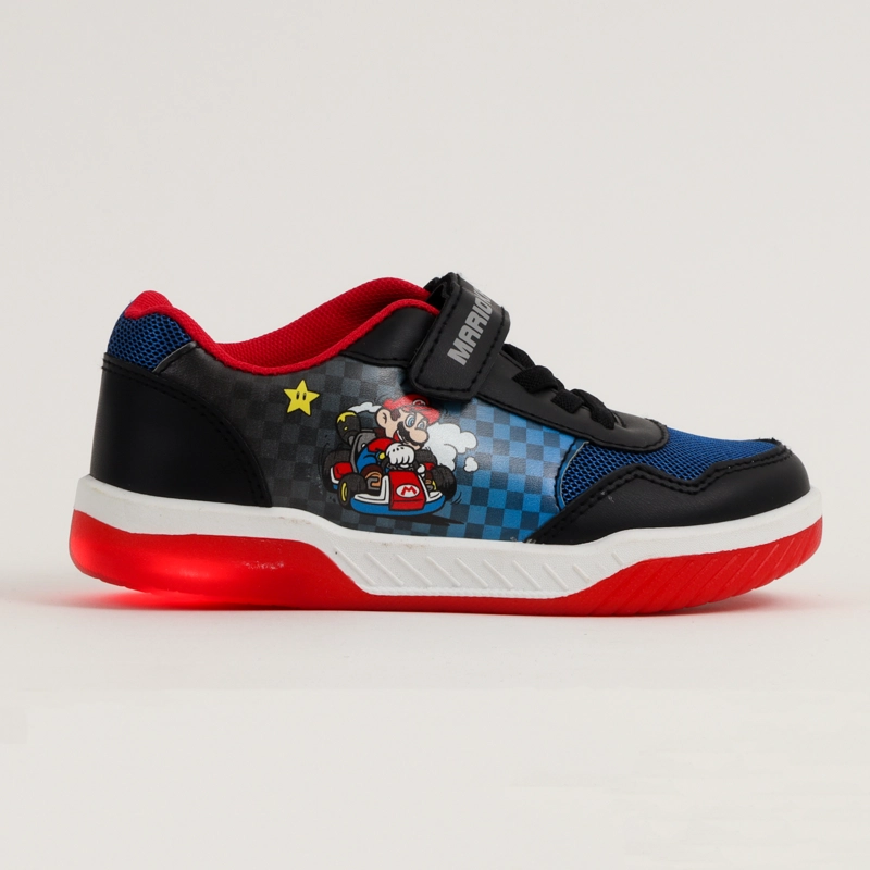 ZAPATILLAS CON LUCES NIÑO B2124 MARIO BROSS NEGRO NINTENDO - 1
