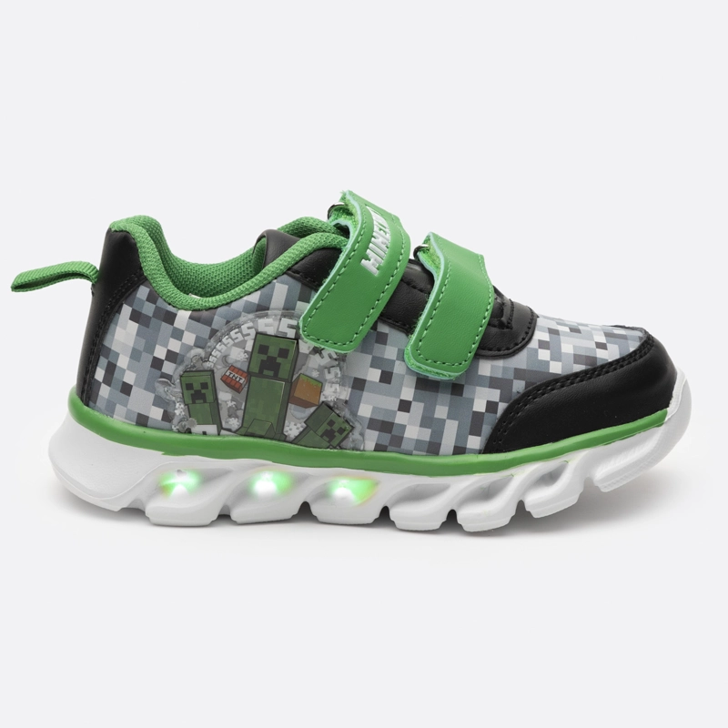 ZAPATILLAS NIÑO MINECRAFT CASUALES VERDE LUCES CREEPERS - 1