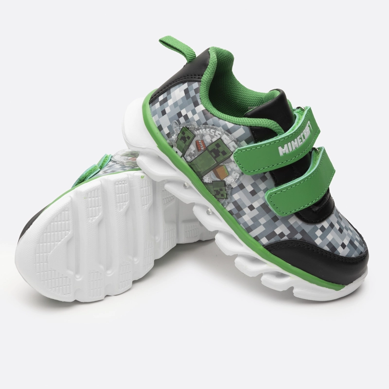 ZAPATILLAS NIÑO MINECRAFT CASUALES VERDE LUCES CREEPERS - 3