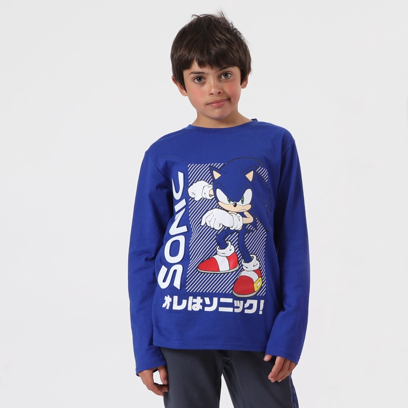 POLERA MANGA LARGA NIÑO AZUL SONIC - 1