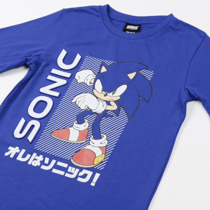 POLERA MANGA LARGA NIÑO AZUL SONIC - 4