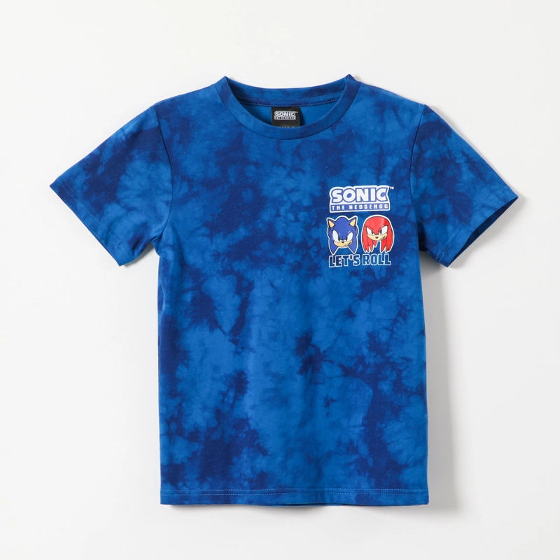 POLERA MANGA CORTA ALGODÓN NIÑO SONIC AZUL TIE DYE - 1
