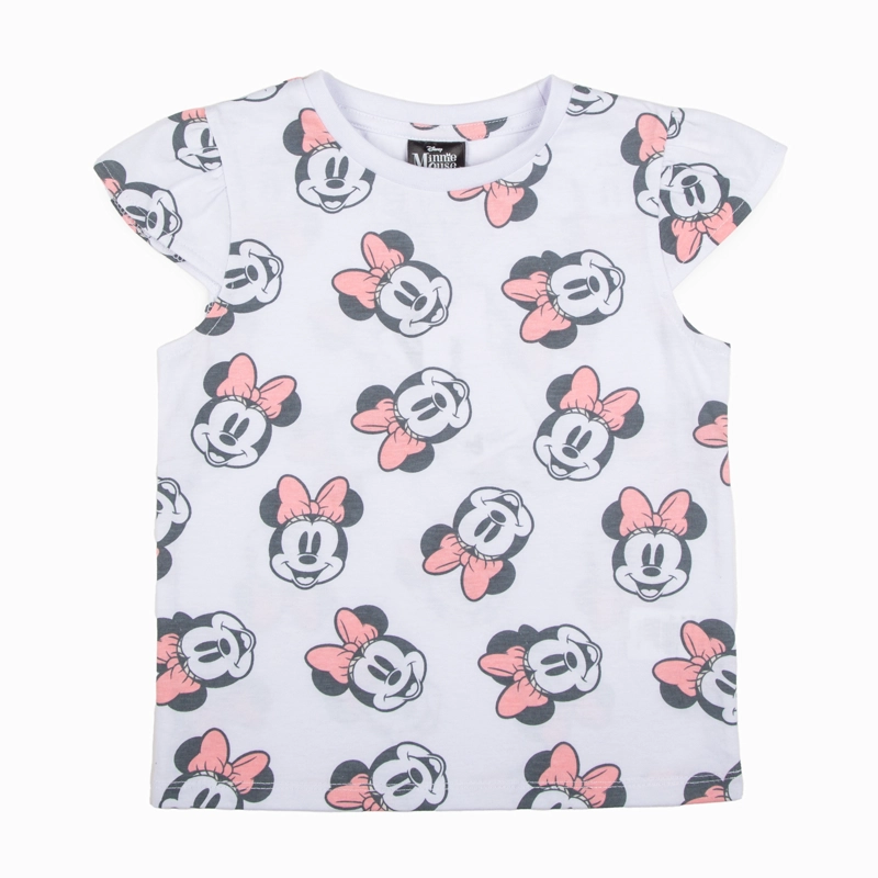 POLERA MANGA CORTA NIÑA MINNIE BLANCO PRINT CARAS DISNEY - 1