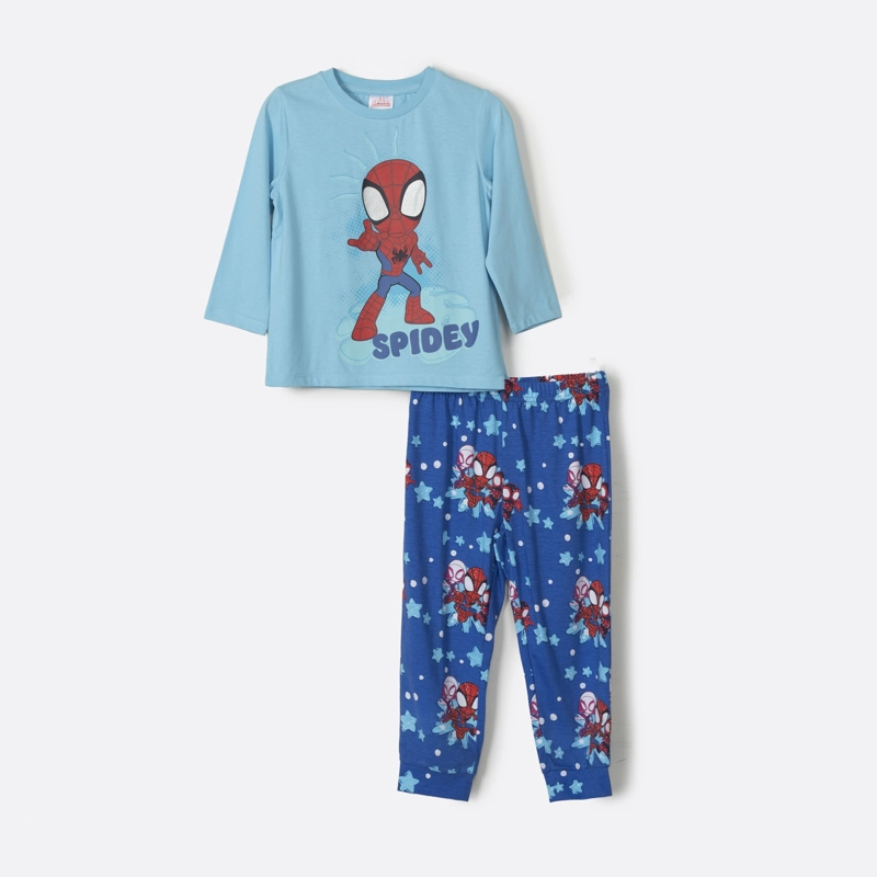 PIJAMA NIÑO MARVEL CELESTE LARGO SPIDEY SPIDERMAN - 1