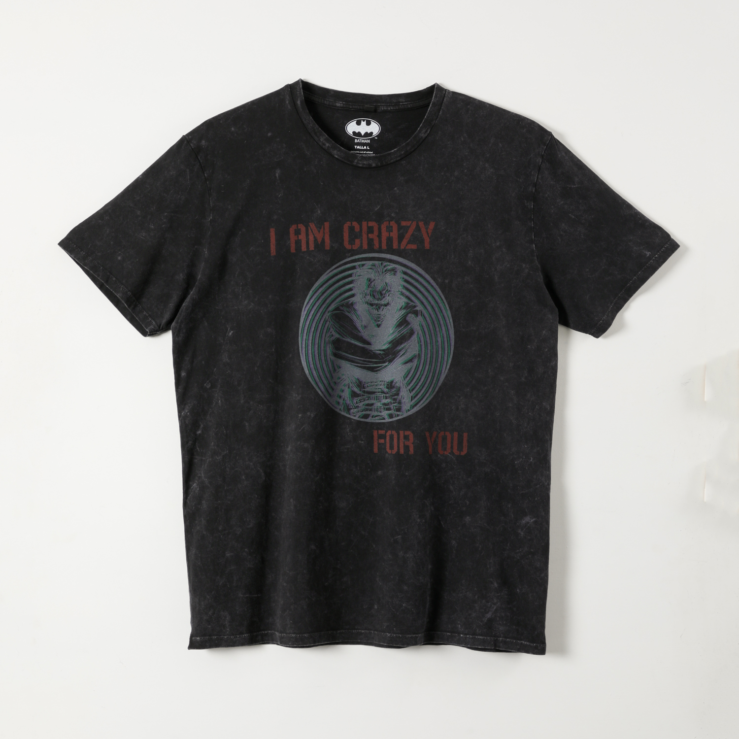 POLERA MANGA CORTA HOMBRE I AM CRAZY GRIS DC COMICS - 1