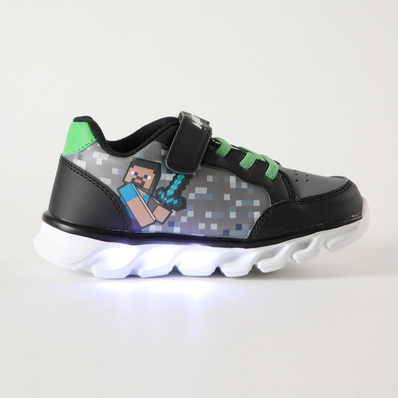 ZAPATILLAS CON LUCES NIÑO ESPADA NEGRO MINECRAFT - 1