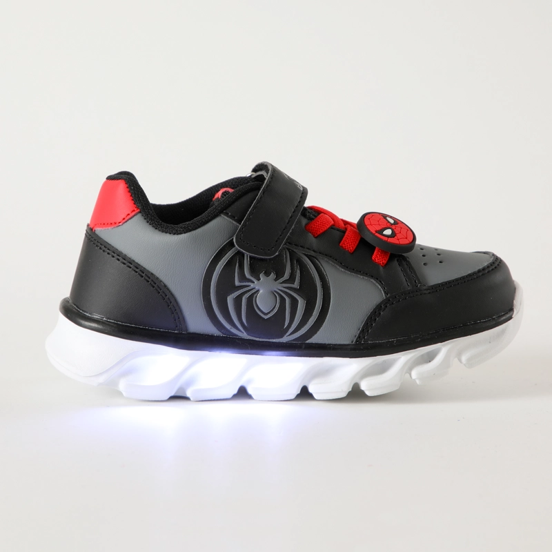 ZAPATILLAS CON LUCES NIÑO ARAÑA SPIDERMAN NEGRO MARVEL - 1