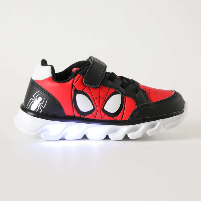 ZAPATILLAS CON LUCES NIÑO PERSONAJE SPIDERMAN ROJO MARVEL - 1