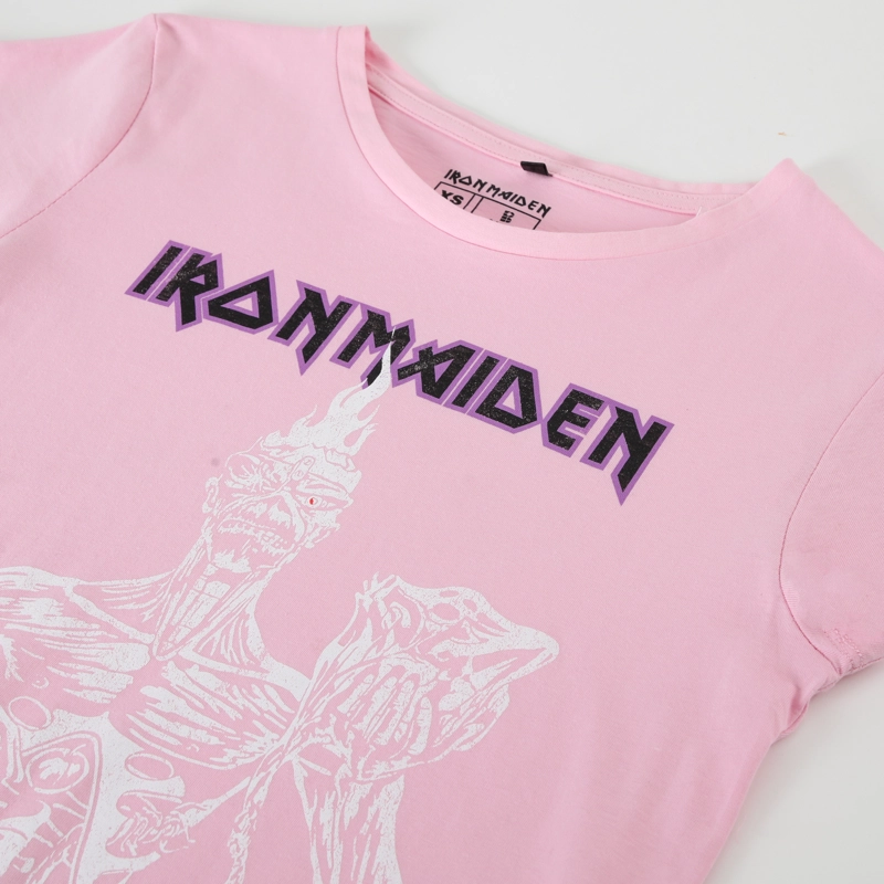 POLERA MANGA CORTA MUJER LOGO ROSADO IRON MAIDEN - 2