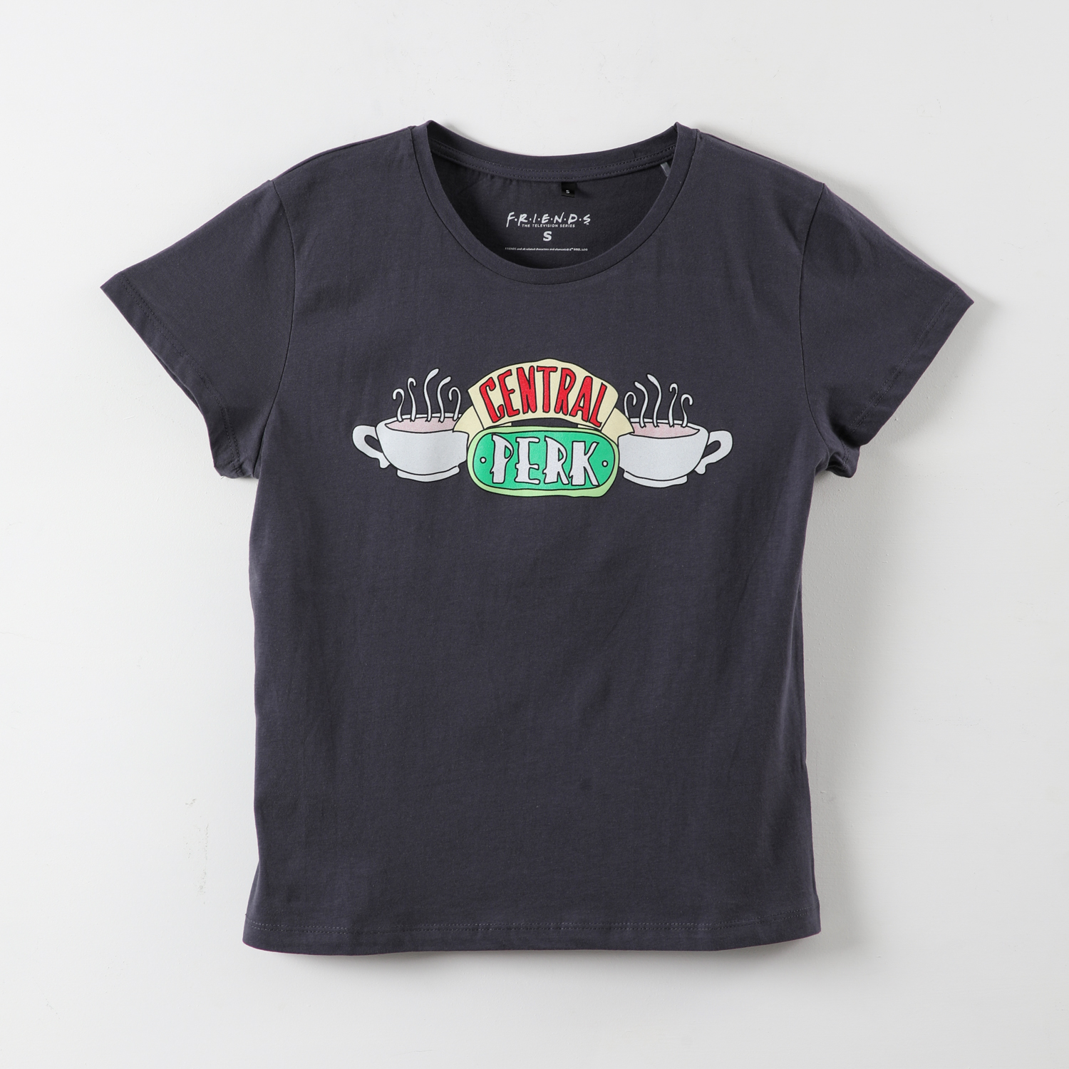 Friends T-Shirt Corta da Ragazza Central Perk Couch Ricamata