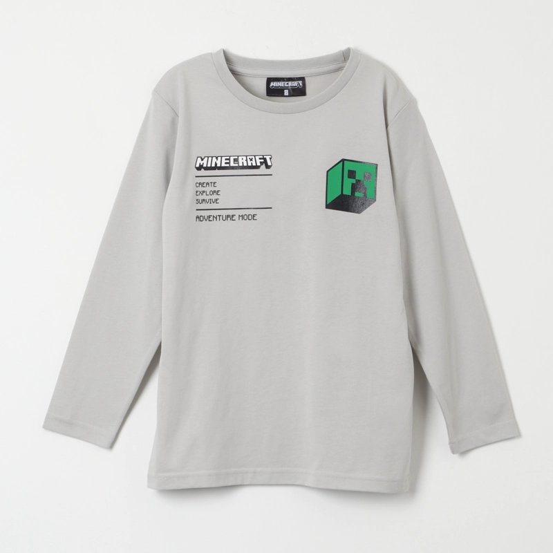 POLERA MANGA LARGA NIÑO MINECRAFT GRIS CREEPERS BACK - 1
