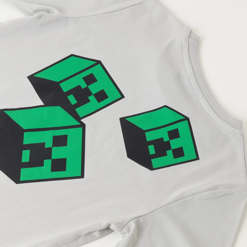 POLERA MANGA LARGA NIÑO MINECRAFT GRIS CREEPERS BACK - 2
