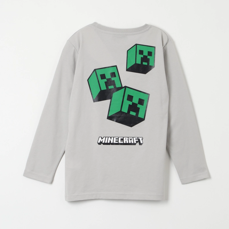 POLERA MANGA LARGA NIÑO MINECRAFT GRIS CREEPERS BACK - 3